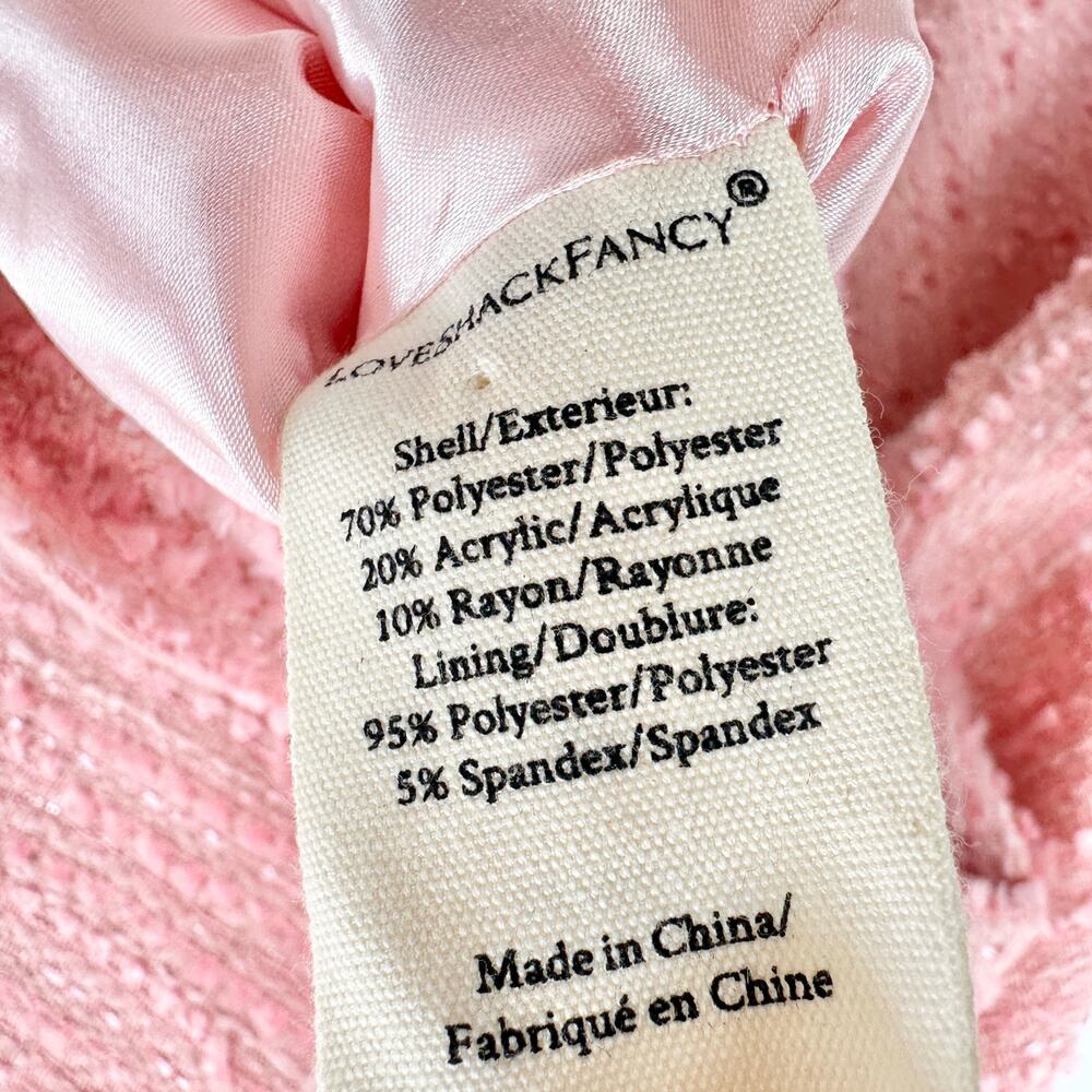 LoveShackFancy Keiran Pink Tweed Blazer Jacket Relaxed Preppy Gold Buttons XS - Picture 10 of 16